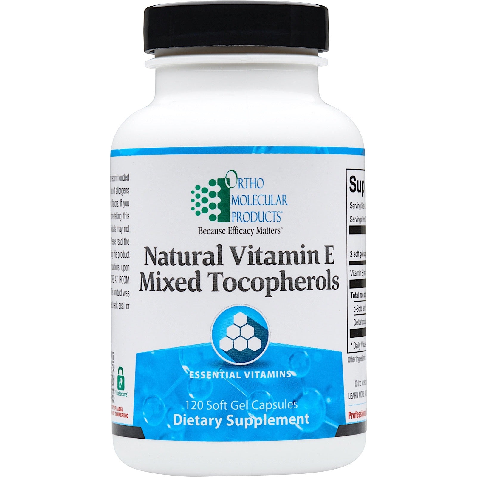 Ortho Molecular, Natural Vitamin E Mixed Tocopherols, 120 Softgels UPC 615033031312 | Hilife Vitamins
